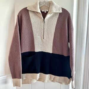Madewell Colorblock Women’s Half Zip Sweater Wool Blend XXS Oversized